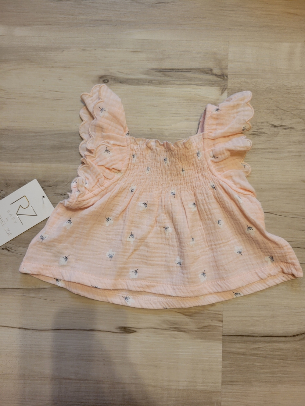 Rachel Zoe Peach Muslin Ruffle Dress And Bloomer Set with Headband - Picture 2 of 10